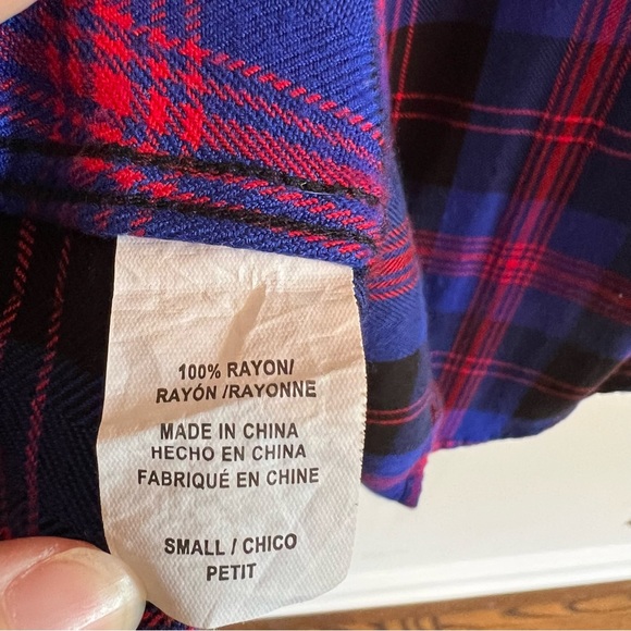 Rails Hunter Electric Blue, Black & Red Button Down Flannel Shirt | S - Picture 8 of 10